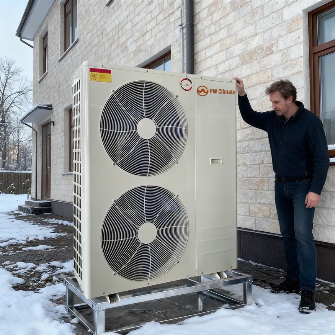 Monobloc Inverter Heat Pump for House Heating + Cooling + DHW PWC-BLND-R290 75°c Series